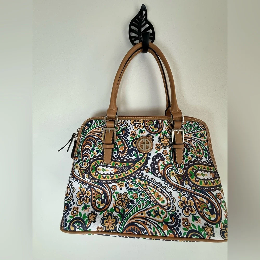 Giani Bernini Stylish Paisley Handbag‎ with Tan Accents